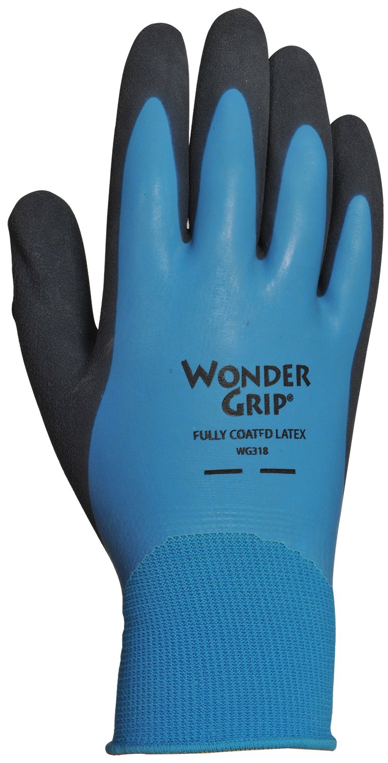 Wonder Grip WG318L Liquid-Proof Double-Coated/Dipped Natural Latex Rubber Work Gloves