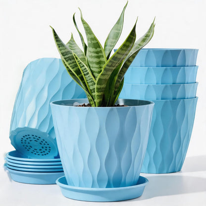 6 Pack Plant Pots with Drainage Holes, 4 Inch Plastic Indoor Flower Pots, Succulent Pots for Orchids, Violets, Succulents, Herbs and Other Small Plant, Multicolor