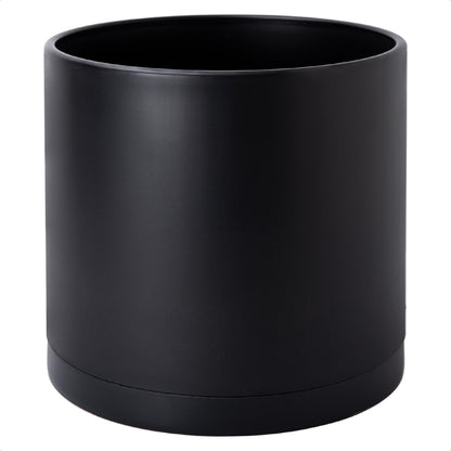 D'vine Dev Plastic Planter Pot with Saucer, 8 in, Black, 74-X-B-1