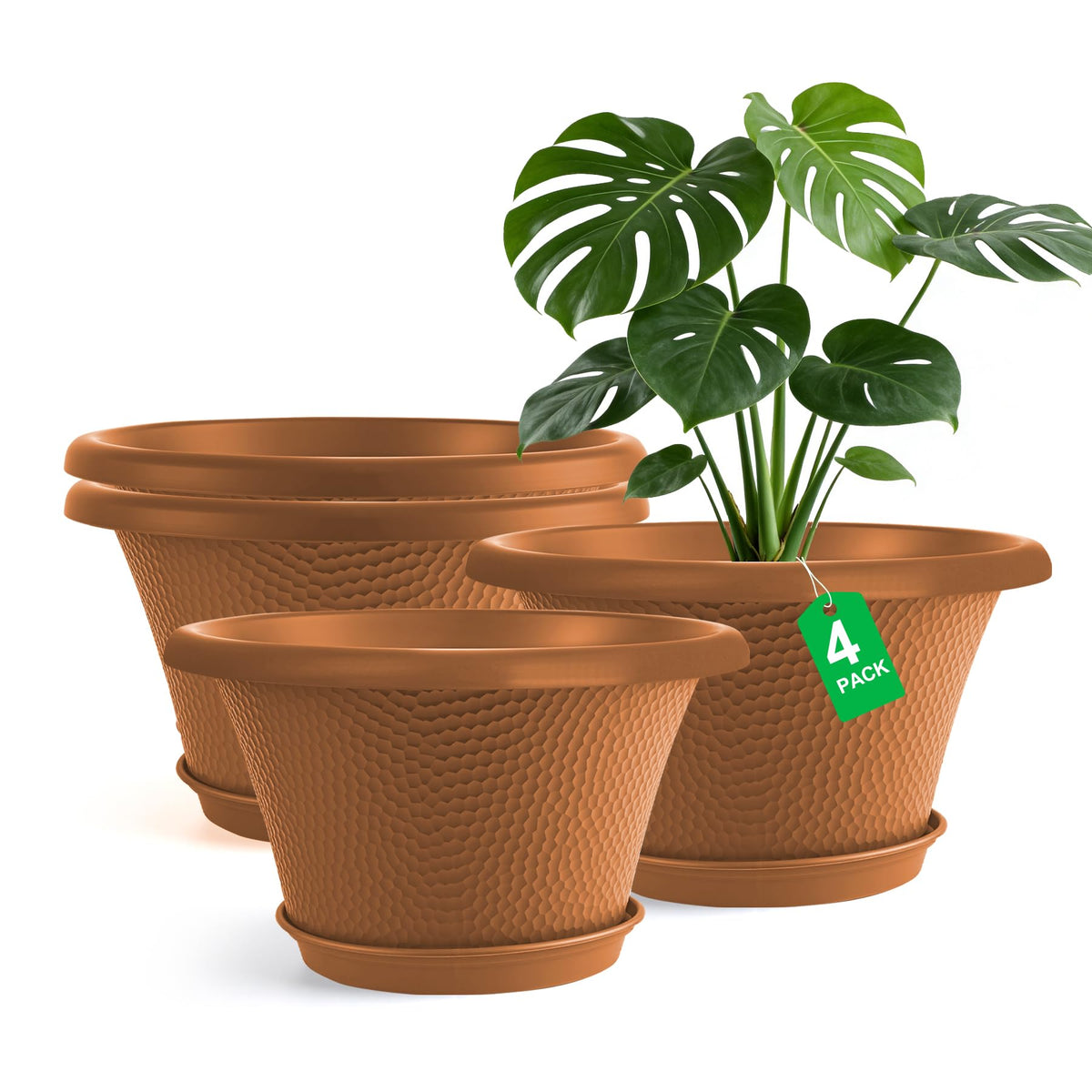 Quarut 12 Inch Pots for Plants,4 Pack Large Flower Pots with Drainage Hole