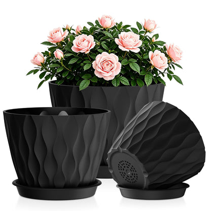 Plant Pots for Indoor Plants 3 Pack 10/9/8 Inch Plastic Planters