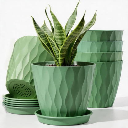 6 Pack Plant Pots with Drainage Holes, 4 Inch Plastic Indoor Flower Pots, Succulent Pots for Orchids, Violets, Succulents, Herbs and Other Small Plant, Multicolor
