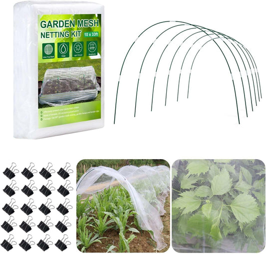 KLEWEE Garden Netting Kit for Raised Beds, 10x33ft Ultra Fine Mesh Netting