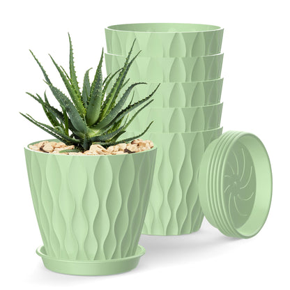 4 Inch Plant Pots, 6 Pack Indoor Flower Pots, Planters with Drainage Holes and Trays for Orchids, Violets, Succulents, Herbs, and Other Plants,Corolful