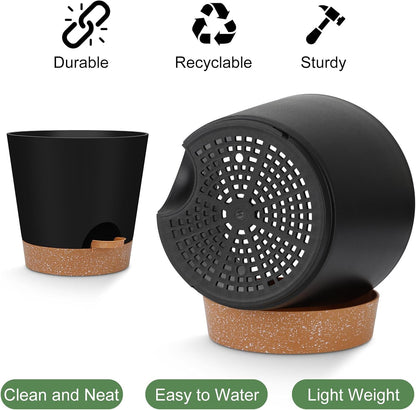 YNNICO 8,7, 6.5, 6, 5.5, 5 Inches Self Watering Planters for Indoor Plants