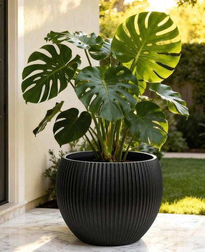 homenote 14.5 Inch Large Black Plastic Flower Pot with Drainage Plug