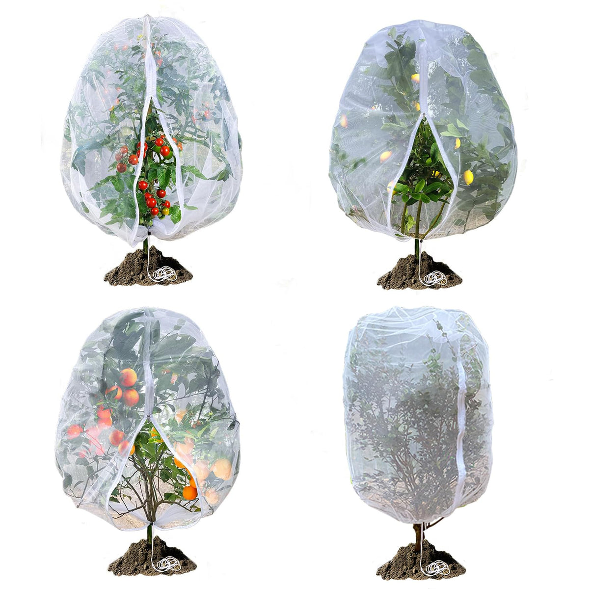 4 Pcs Drawstring Blueberry Netting for Bushes Reusable Garden Netting