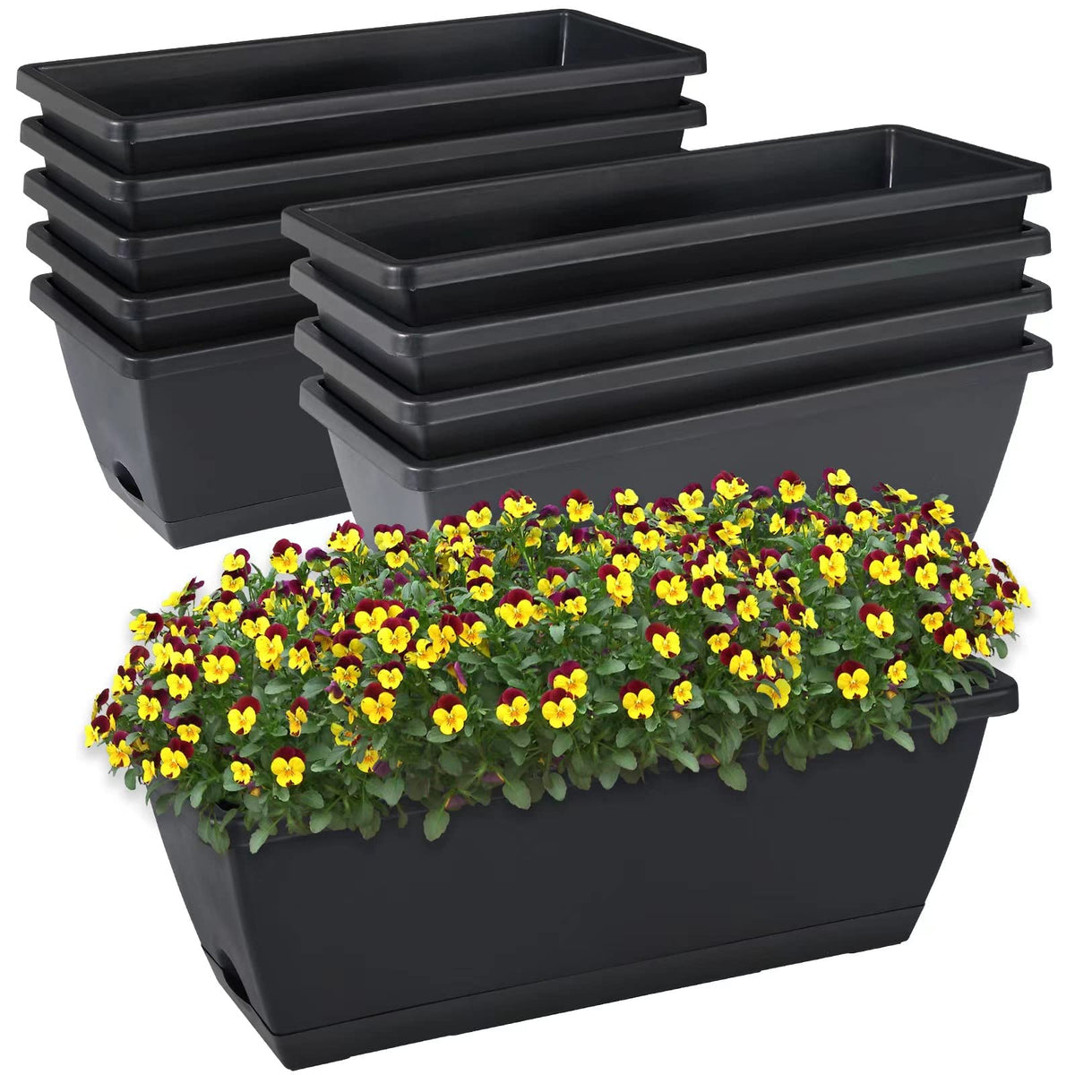 Window Box Planter,7 Pack Plastic Vegetable Flower Planters Boxes