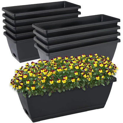 Window Box Planter,7 Pack Plastic Vegetable Flower Planters Boxes