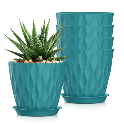 4 Inch Plant Pots, 6 Pack Indoor Flower Pots, Planters with Drainage Holes and Trays for Orchids, Violets, Succulents, Herbs, and Other Plants,Corolful