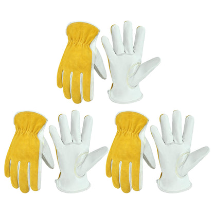 HANDLANDY Leather Gardening Gloves, Leather Work Gloves for Men Women