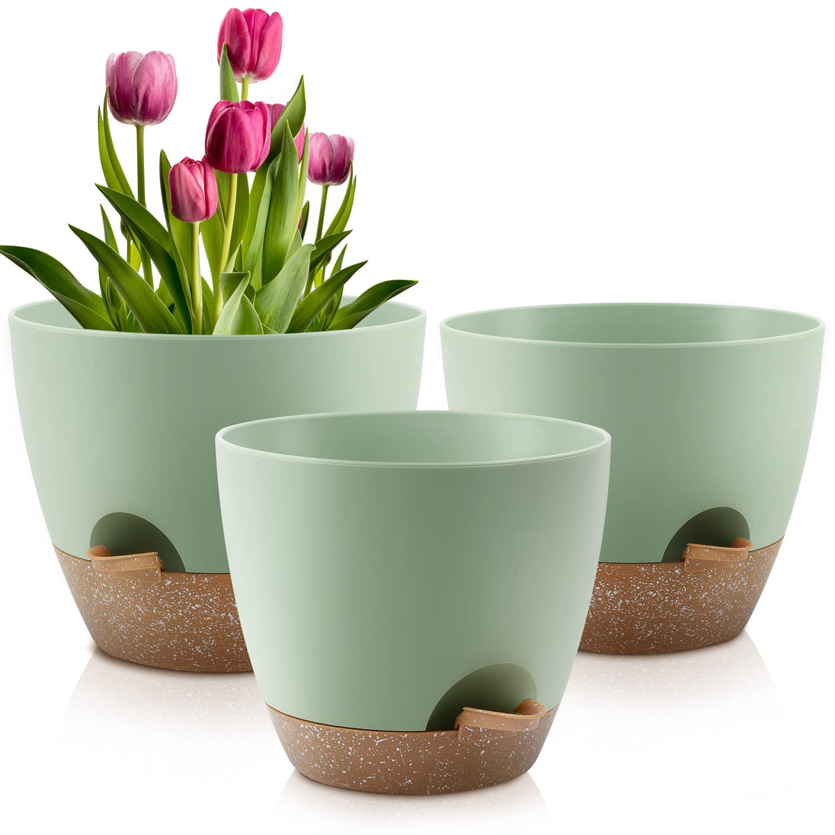 QRRICA 7/7.5/8/9/10 Inch Self Watering Pots for Indoor/Outdoor Plants