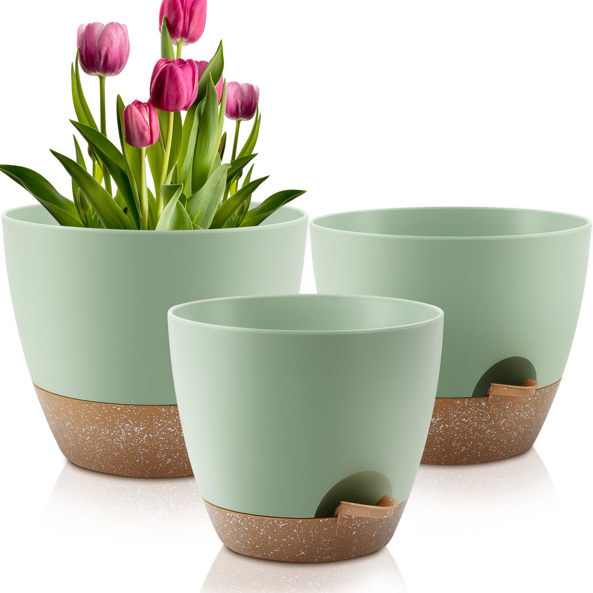 QRRICA 7/7.5/8/9/10 Inch Self Watering Pots for Indoor/Outdoor Plants
