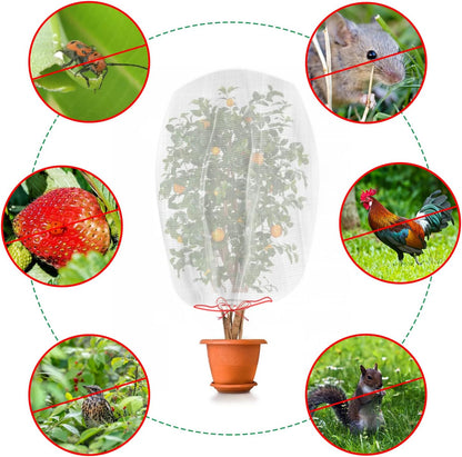 Kikhope 10 Pcs Garden Mesh Netting - 29"x21" Insect Bird Netting Pest Barrier Bags with Drawstring -Plant Fruit Protection Bag for Fruit Trees & Tomato Plants, Blocks Birds, Squirrels & Insects