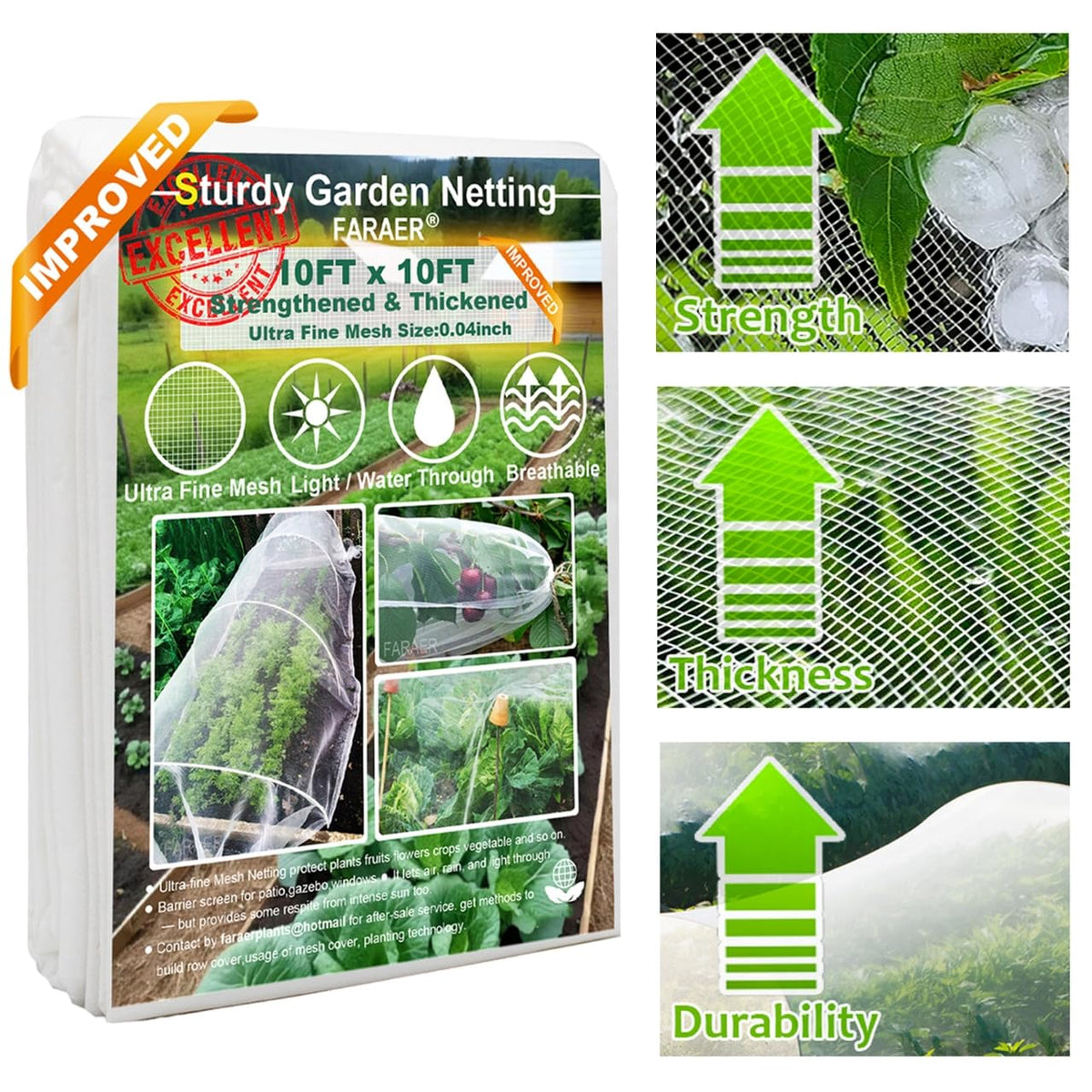 Garden Pest Barrier Netting, Thickened Mesh Net Bugs Out Plant Covers 10x33Ft Ultra Fine Protection Netting for Vegetable Plants Fruit Flowers Greenhouse Row Cover Raised Bed Insect Barrier Screen Net