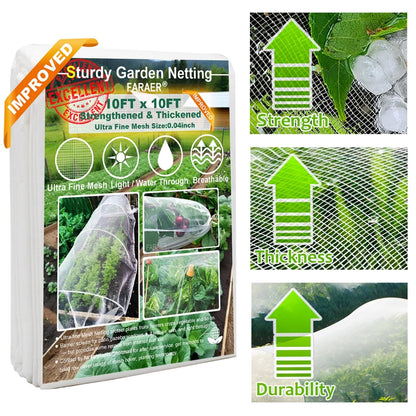 Garden Pest Barrier Netting, Thickened Mesh Net Bugs Out Plant Covers 10x33Ft Ultra Fine Protection Netting for Vegetable Plants Fruit Flowers Greenhouse Row Cover Raised Bed Insect Barrier Screen Net