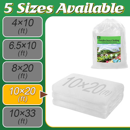 Alphatool 10x20ft Large Garden Netting, Ultra Fine Mesh Plant Covers
