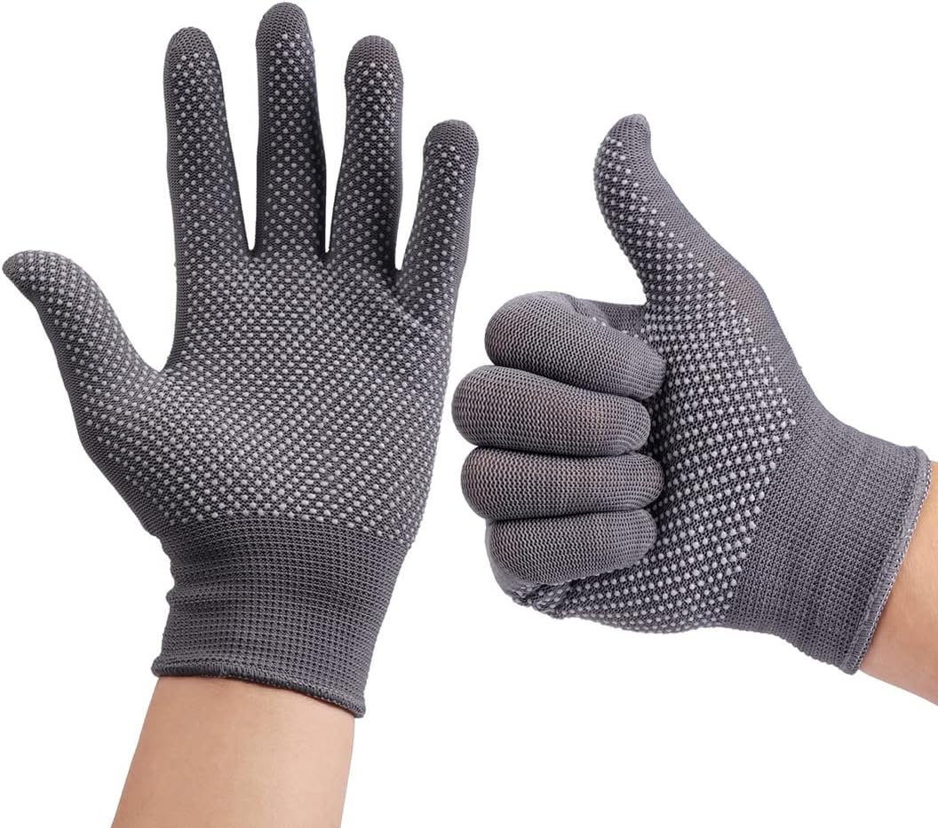 COOHORN 12Pairs Work Gloves Anti-slip Knitted Stretchy Cloth Glove Thin Moist Glove Liners