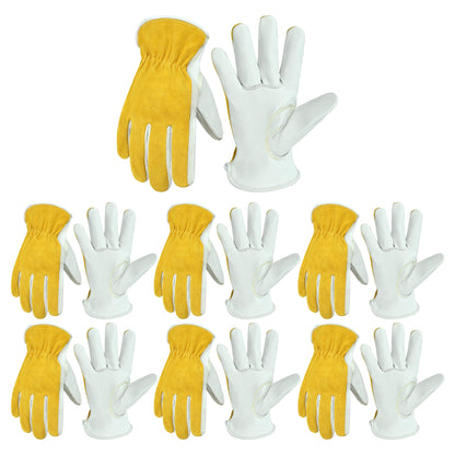 HANDLANDY Leather Gardening Gloves, Leather Work Gloves for Men Women