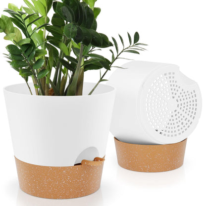 YNNICO 8,7, 6.5, 6, 5.5, 5 Inches Self Watering Planters for Indoor Plants