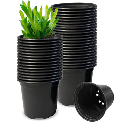 RAOOKIF 100 Pack Nursery Pots, 4 5 6 Inch Nursery Pot for Plants, Plastic Plant Pots with Drainage Holes, Garden Flower Pots for Transplanting, Succulents, Cuttings, Seedlings(4inch,100pcs)