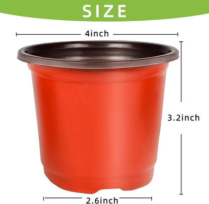 LWWTBS 4" Plastic Plant Nursery Pots 100 Pcs with 100 Labels