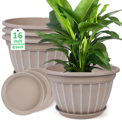 10 Inch Plant Pots,4 Pack Flower Pot,Planters Pot with Drainage Hole