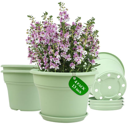 Pottiffe Plant-Pots-Planters-Indoor-Outdoor, 10 inch 4 Pack Terracotta
