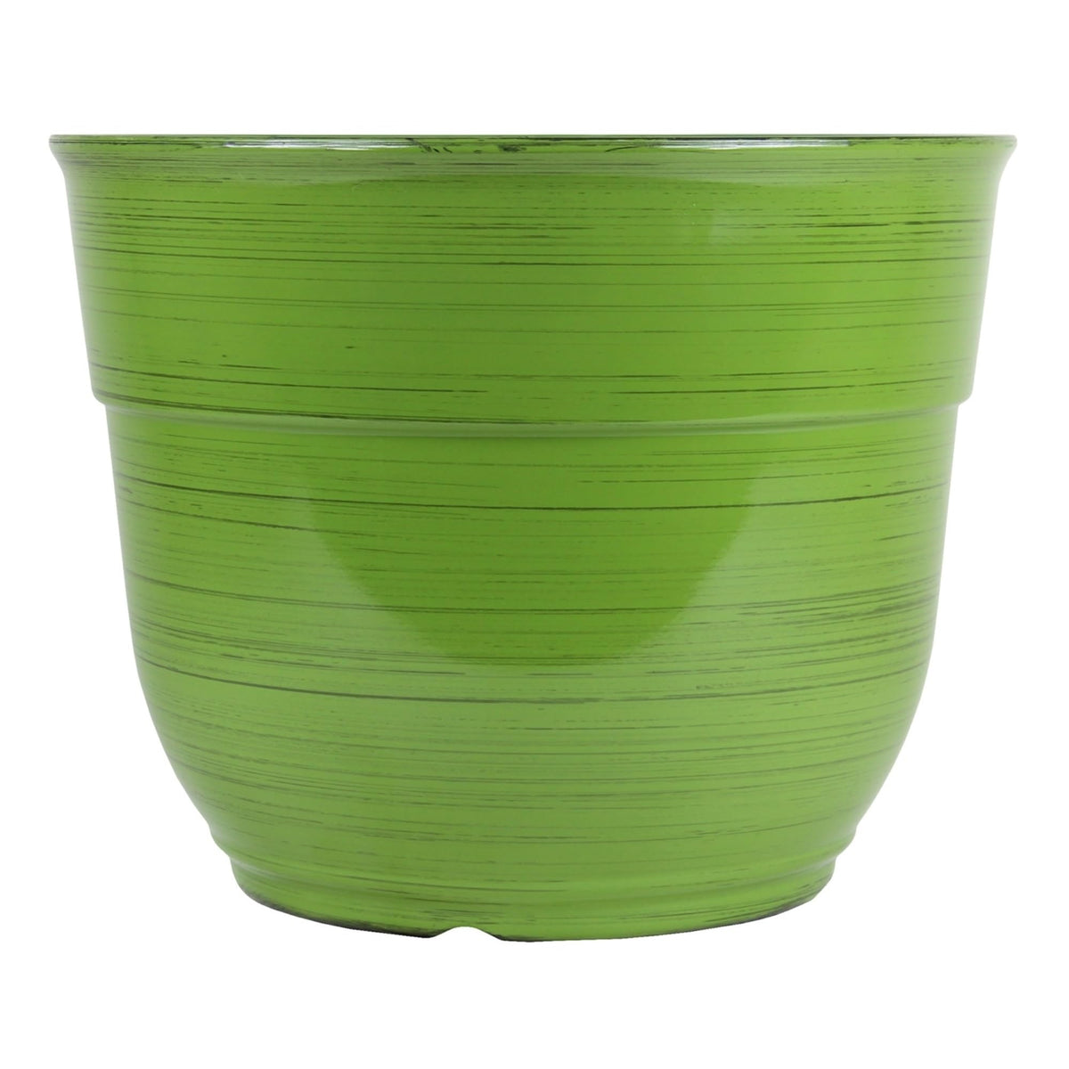 Garden Elements Indoor/Outdoor Glazed Brushed Happy Plastic Planter, Large, Dark Blue, 15"