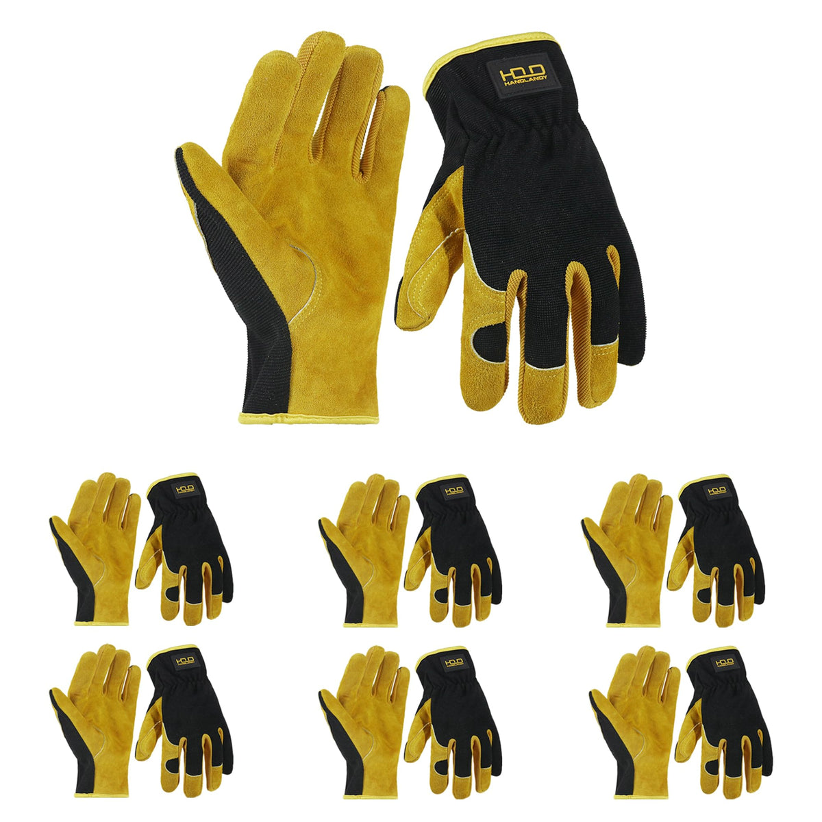 HANDLANDY Leather Gardening Gloves, Leather Work Gloves for Men Women