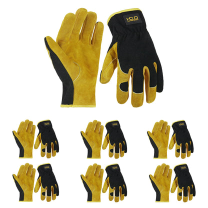 HANDLANDY Leather Gardening Gloves, Leather Work Gloves for Men Women