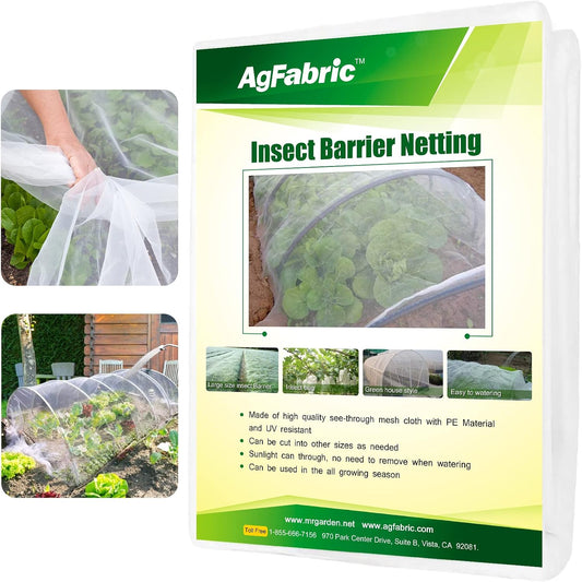 Agfabric Garden Netting 10'x30' Insect Pest Barrier Bird Netting for Garden Protection,Row Cover Mesh Netting for Vegetables Fruit Trees and Plants,White