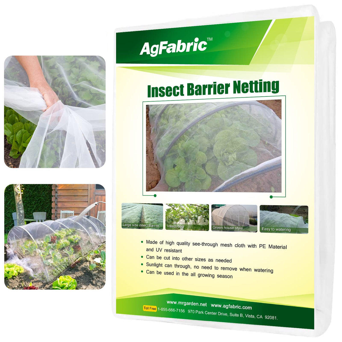 Agfabric Garden Netting 10'x20' Insect Pest Barrier Bird Netting for Garden Protection,Row Cover Mesh Netting for Vegetables Fruit Trees and Plants,White