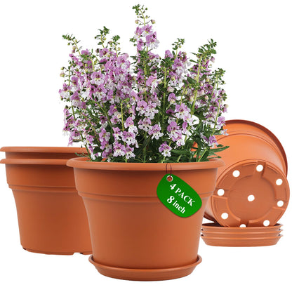 Pottiffe Plant-Pots-Planters-Indoor-Outdoor, 10 inch 4 Pack Green