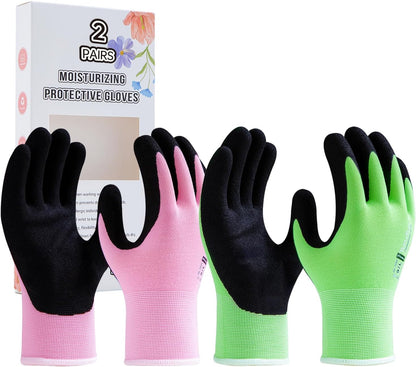 HandLove Gardening Gloves for Women, 2 Pairs, Small, Pink&Green