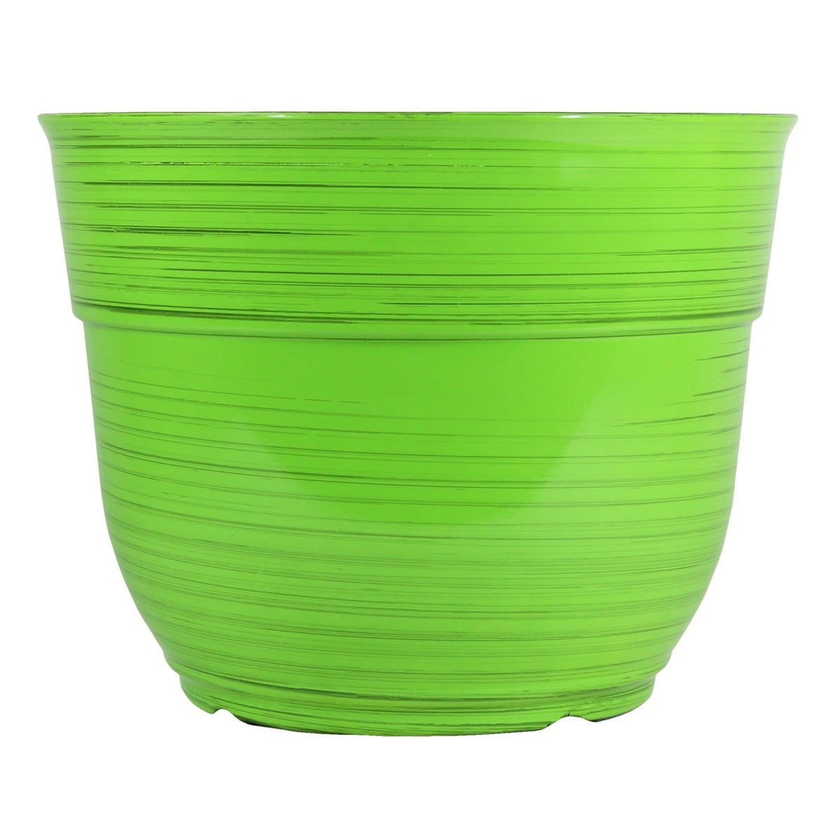 Garden Elements Indoor/Outdoor Glazed Brushed Happy Plastic Planter, Large, Dark Blue, 15"