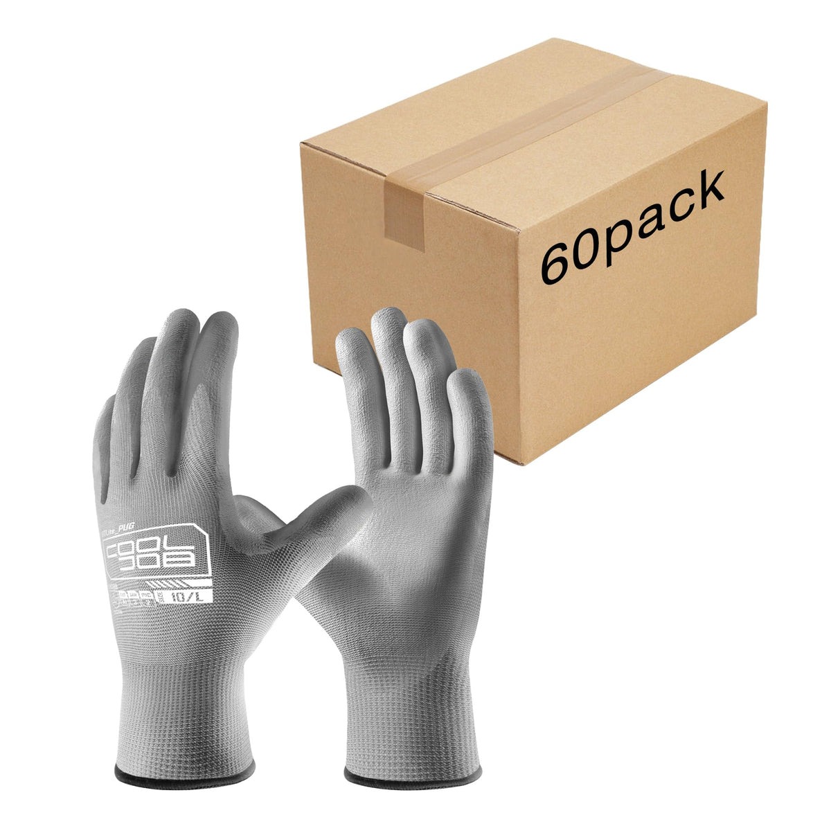 COOLJOB 12/60 Pairs Safety Work Gloves Pack Bulk with Grip PU Coating