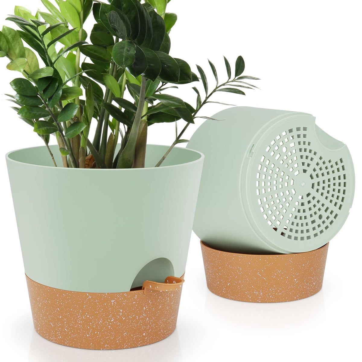 YNNICO 8,7, 6.5, 6, 5.5, 5 Inches Self Watering Planters for Indoor Plants