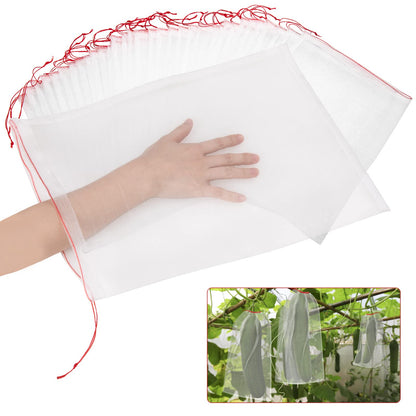 Kikhope 10 Pcs Garden Mesh Netting - 29"x21" Insect Bird Netting Pest Barrier Bags with Drawstring -Plant Fruit Protection Bag for Fruit Trees & Tomato Plants, Blocks Birds, Squirrels & Insects