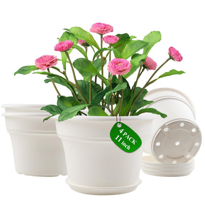 Pottiffe Plant-Pots-Planters-Indoor-Outdoor, 10 inch 4 Pack Green
