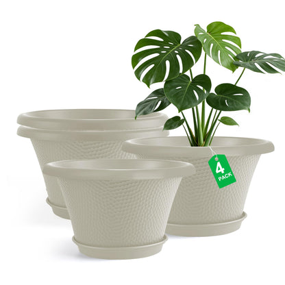 Quarut 12 Inch Pots for Plants,4 Pack Large Flower Pots with Drainage Hole
