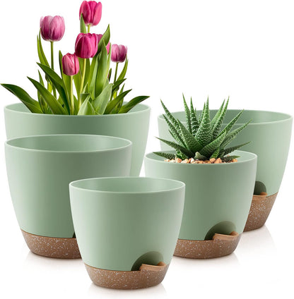 QRRICA 7/7.5/8/9/10 Inch Self Watering Pots for Indoor/Outdoor Plants
