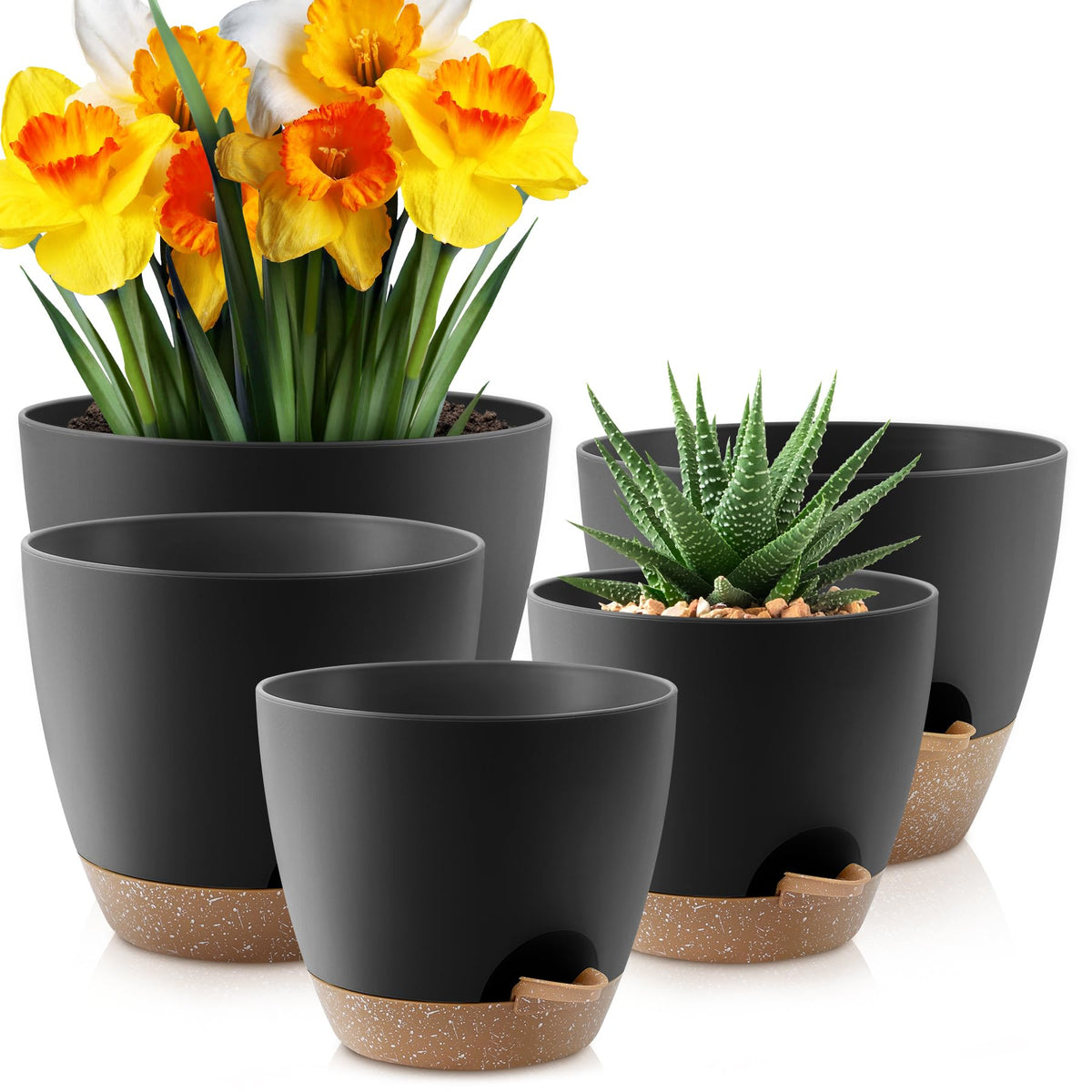 YNNICO 12 inch Large Self Watering Plant Pots for Indoor Outdoor Plants