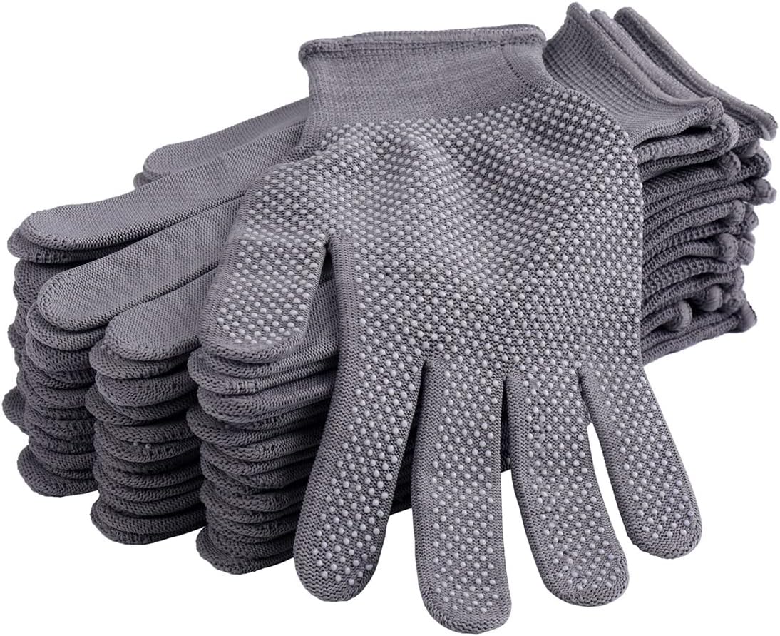 COOHORN 12Pairs Work Gloves Anti-slip Knitted Stretchy Cloth Glove Thin Moist Glove Liners