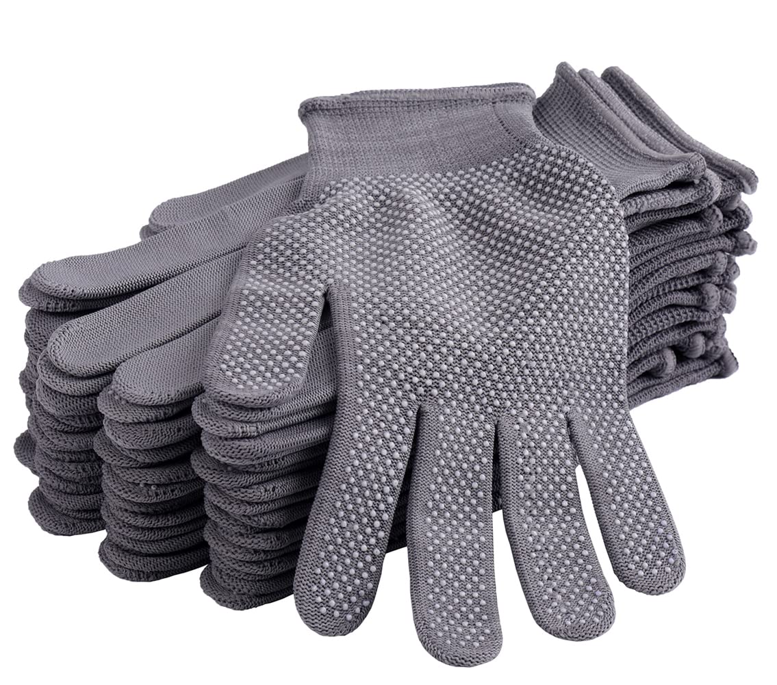COOHORN 12Pairs Work Gloves Anti-slip Knitted Stretchy Cloth Glove Thin Moist Glove Liners