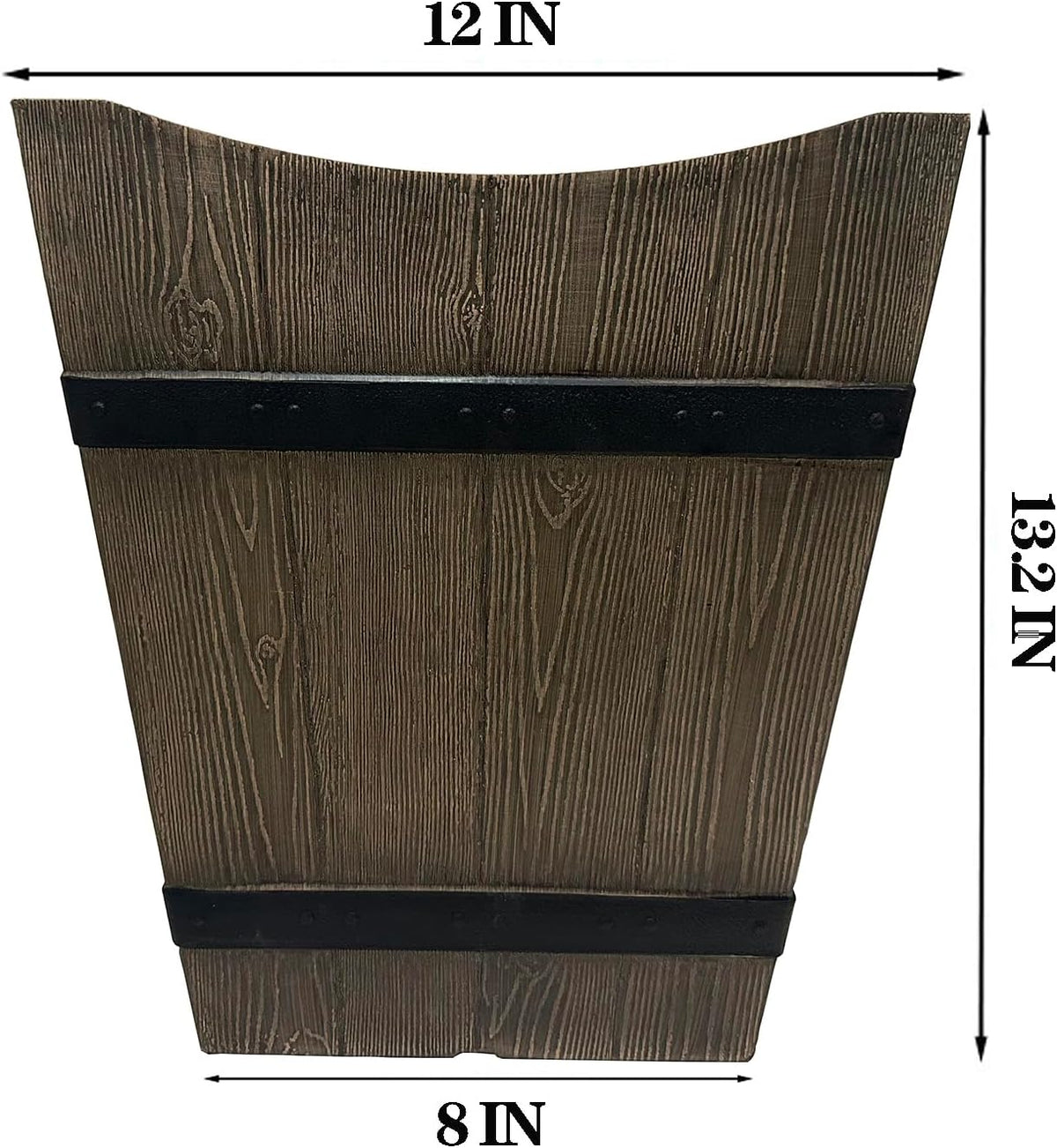 2 Pack 13 Inch Indoor & Outdoor Plastic Plant Pots, Flower Pots, Flower Planters with Imitation Wood Grain Design