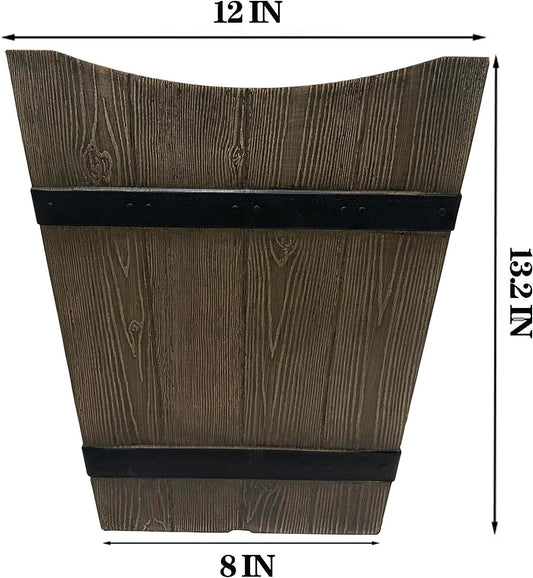 2 Pack 13 Inch Indoor & Outdoor Plastic Plant Pots, Flower Pots, Flower Planters with Imitation Wood Grain Design