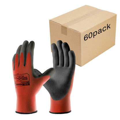 COOLJOB 12/60 Pairs Safety Work Gloves Pack Bulk with Grip PU Coating