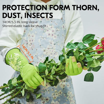 Vgo... 1-Pair Ladies' Synthetic Leather Gardening Gloves, Long Sleeves Gauntlet, Breathable & Grip Work Gloves, High Dexterity, Washable (Size L, Green, SL7445)