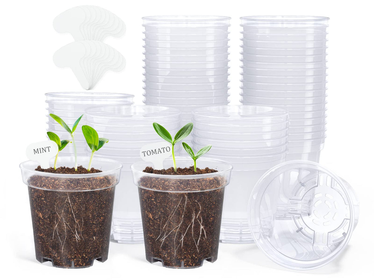 homenote 3/4/5/6.7 Inch Clear PP Nursery Pots with Drainage Holes (36 Pcs)